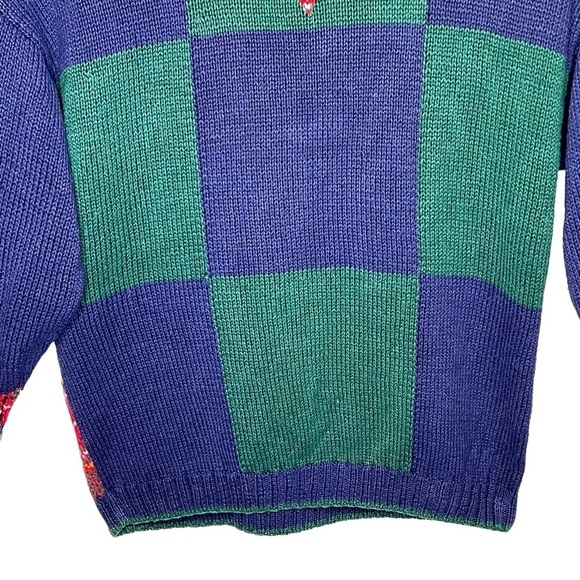 VTG Limited Oversized Hand Knit Color Block High Neck Sweater Size S Patchwork - Picture 6 of 15